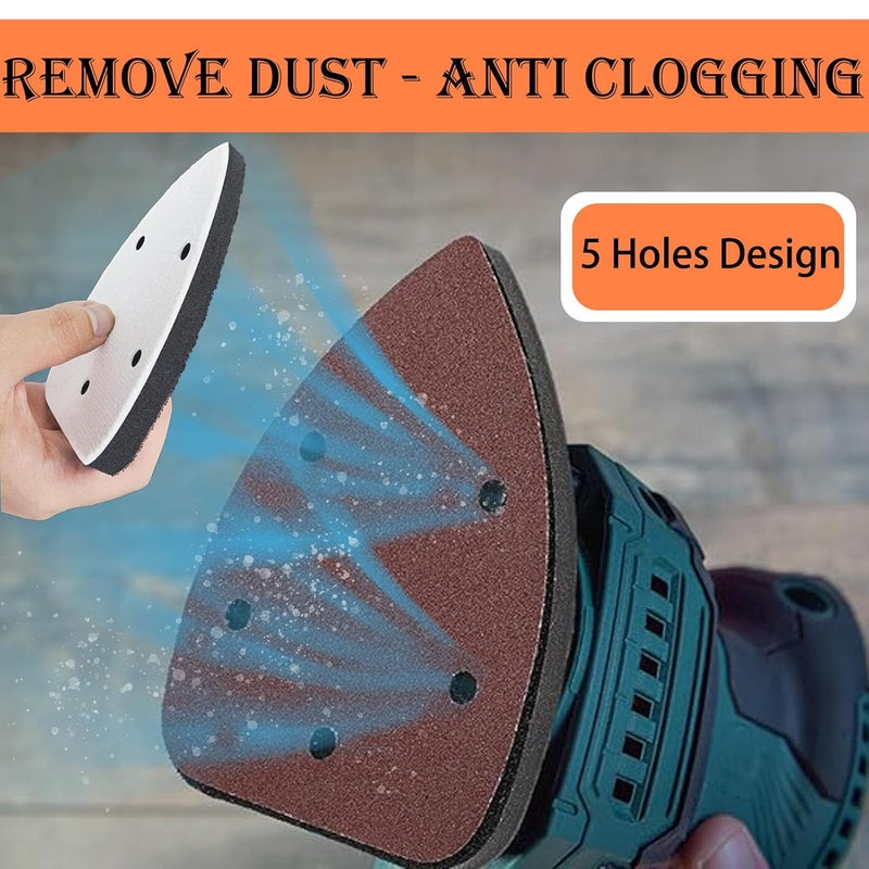 Crossarctic 4 Pack Triangle Sanding Pads - Hook & Loop Interface with 5 Holes - EVA Foam - Compatible with Mouse Sander & Detailed Surfaces - Image 5